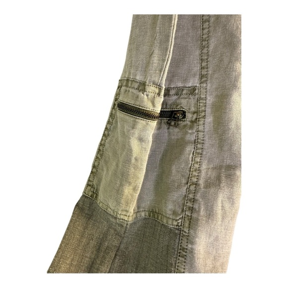 XCVI Hillside Green Linen Utility Cargo Straight Leg Drawstring Waist Pants S - Picture 3 of 12